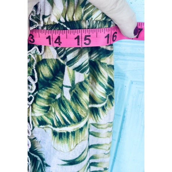 SUBOO  SEXY  CHIC  PINK GREEN PALM PRINT  HIGH NECK PLAYSUIT  ROMPER HALTER SZ6 - Picture 10 of 11